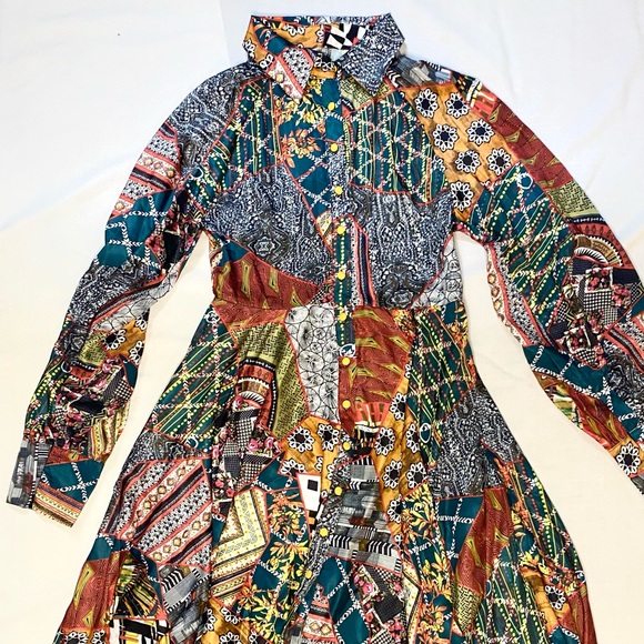 Midi Colorful Silk Shirtdress - Picture 2 of 2